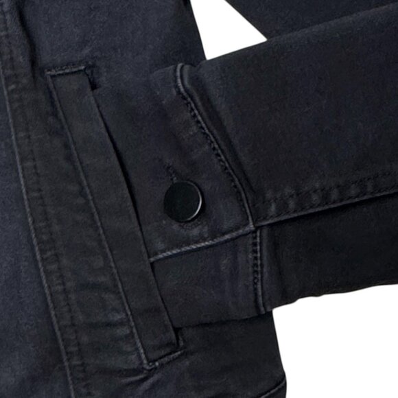 PROSPERITY DISTRESSED OMBRE CHARCOAL DENIM JACKET CROP UPSCALE CLASSIC MEDIUM - Picture 3 of 6